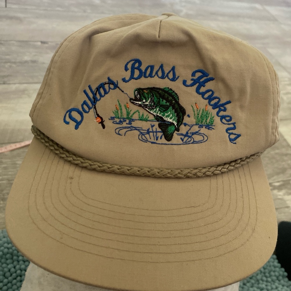 Tan Fishing Cap with Embroidered Fish Design